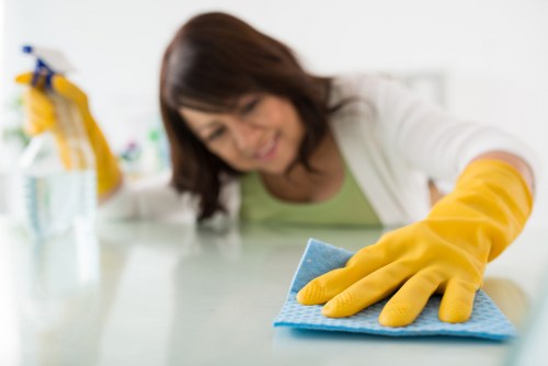 Finished oven cleaning work in a modern kitchen with a clean appliance